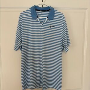 Nike Golf Dri-Fit Blue Striped Polo Shirt Size XL